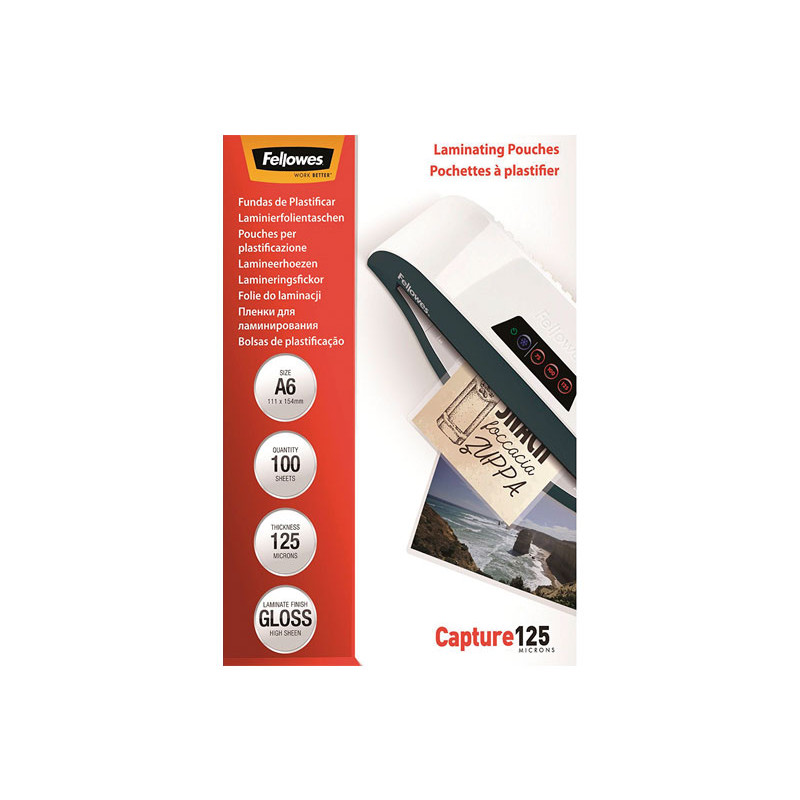 Funda para Plastificar Fellowes A6 125 Micras (Pack 100 und)