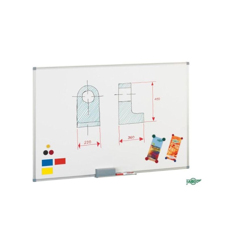 Pizarra Blanca Magnética Acero Lacado Faibo 120x150cm con Marco de Aluminio