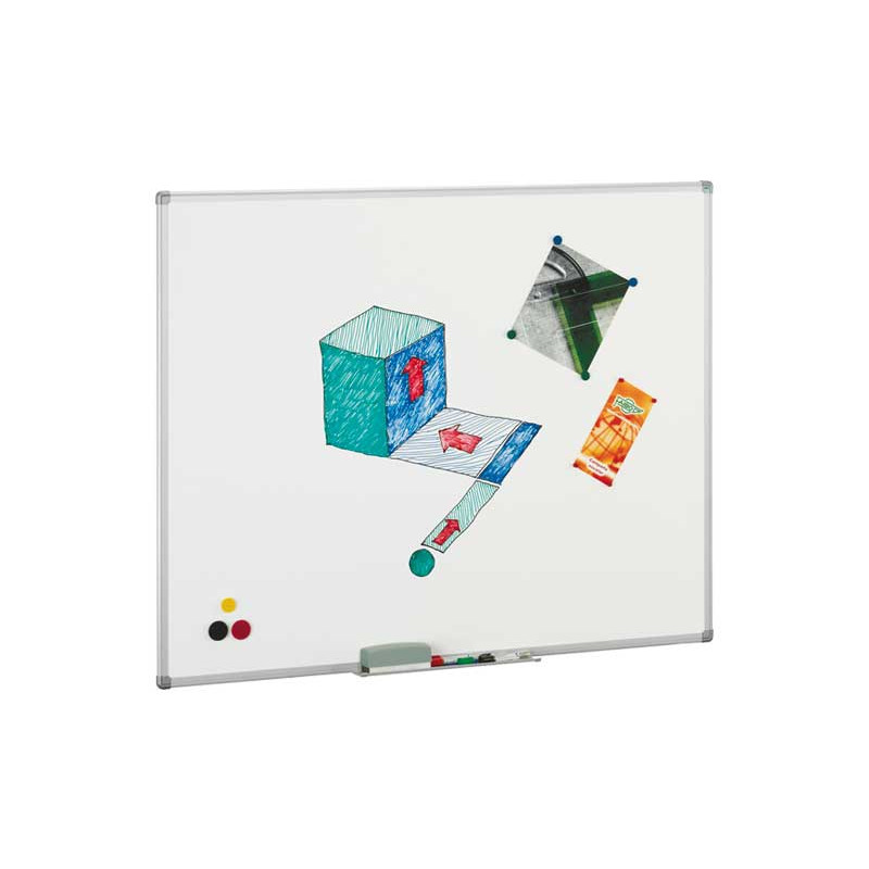 Pizarra blanca magnética acero vitrificado marco de aluminio Faibo 122x244cm
