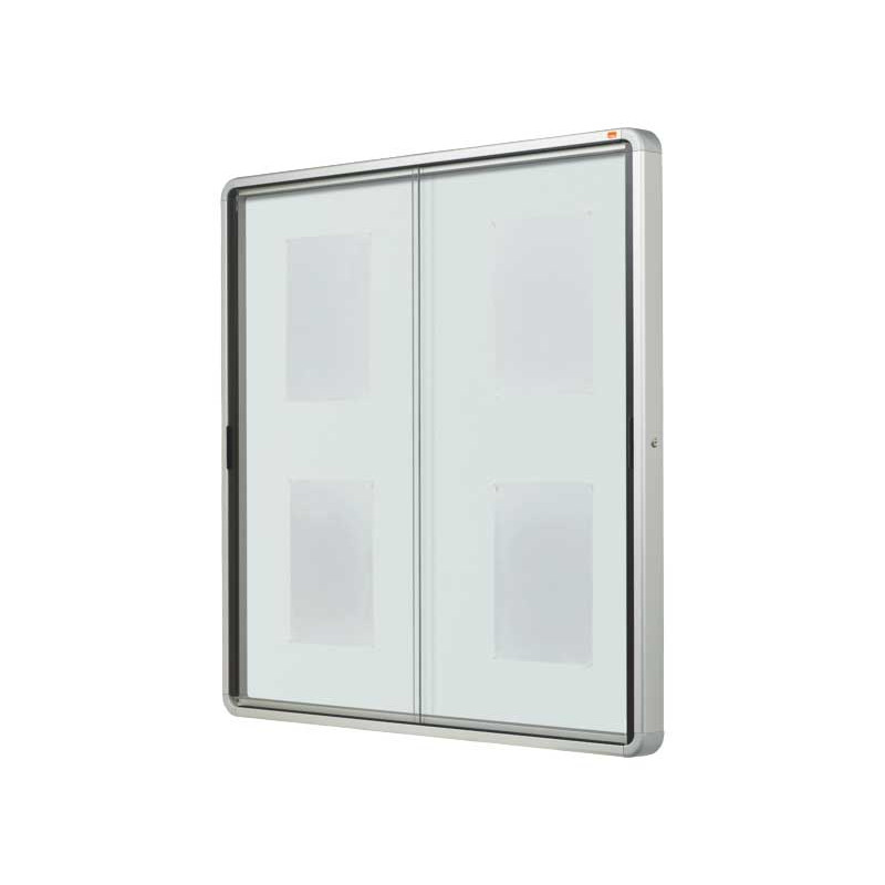 Vitrina de exteriores Nobo para 12 hojas A4 con superficie blanca magnética