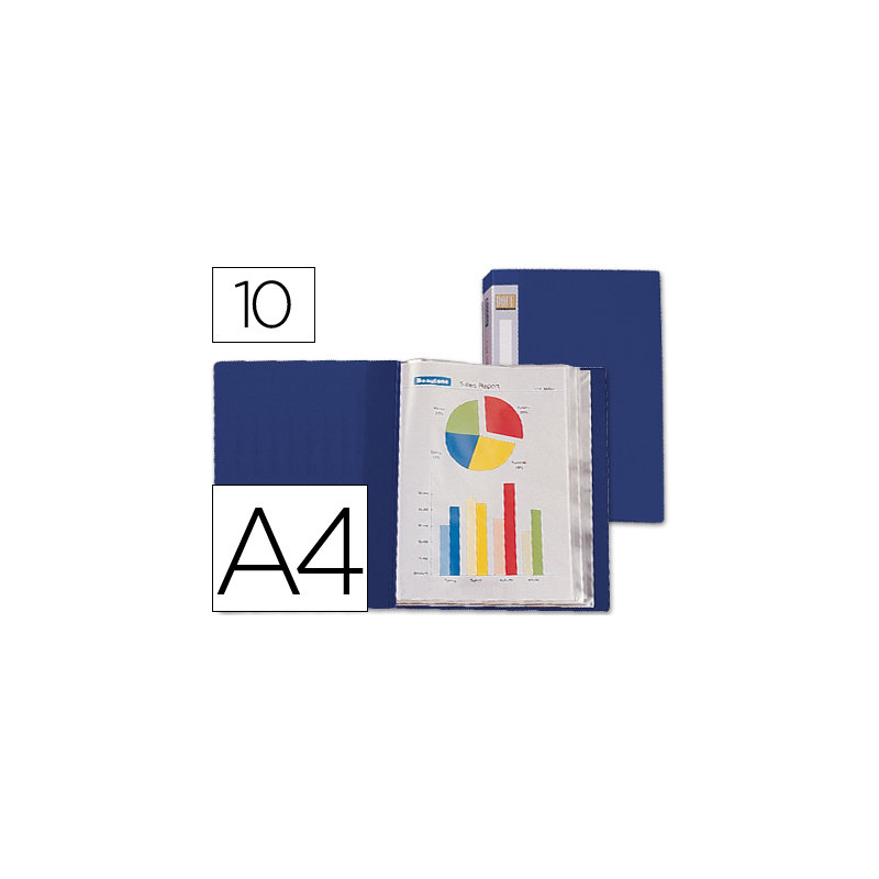 Carpeta con 10 Fundas Liderpapel Polipropileno A4 Azul